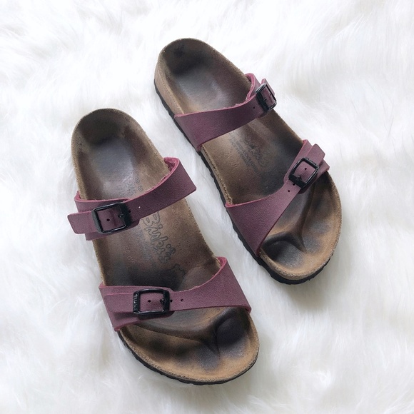 Birkenstock Shoes - Birki's Tahiti Maroon Pebbled Leather Sandals